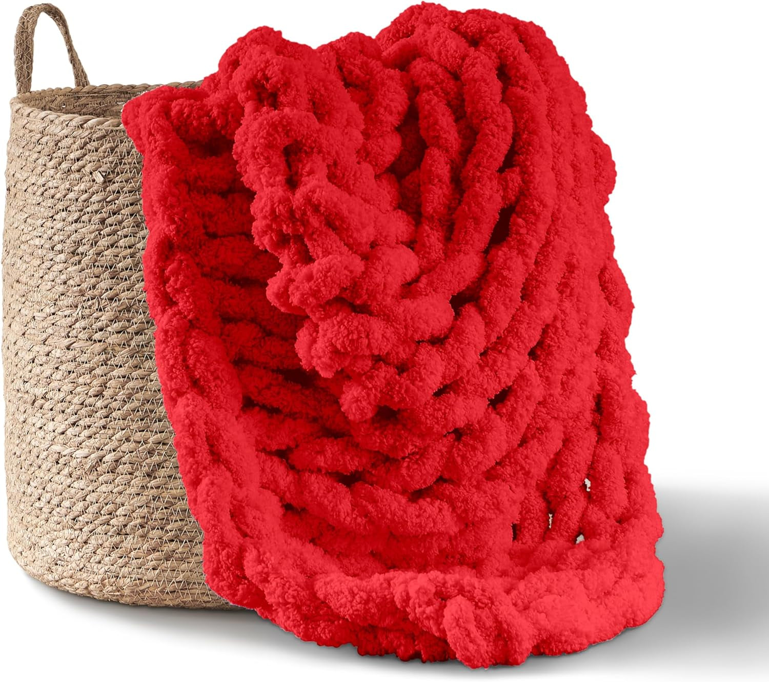 Gruby koc robiony na drutach, narzuta, w 100% ręcznie robiony na drutach z przędzy szenilowej jumbo (127 x 152,4 cm, liliowo-szary) Adyrescia Red 50 „X60” Łóżka i koce
