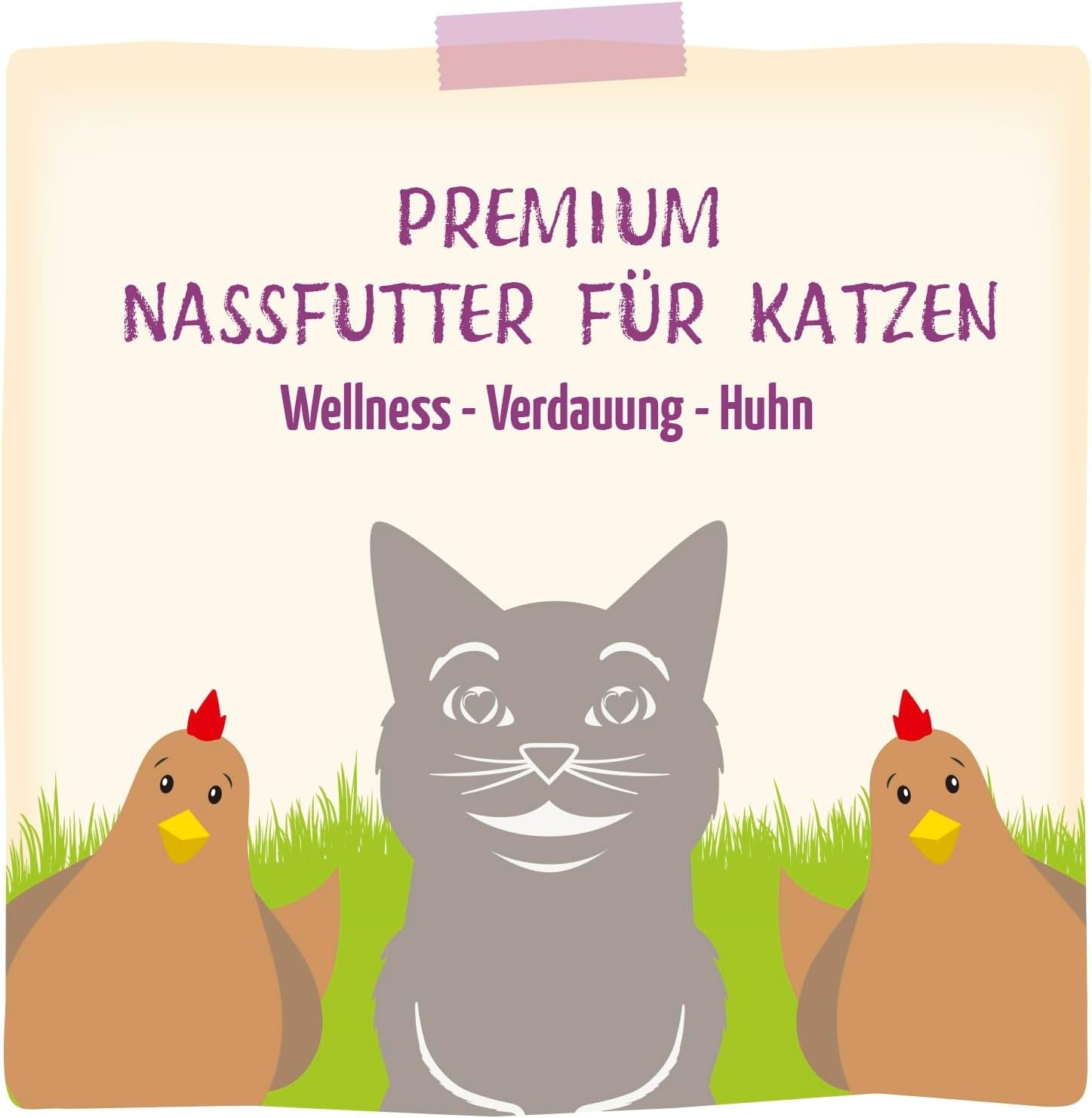 MjAMjAM - Mokra karma dla kotów premium - Wellness - Trawienna - Kurczak, opakowanie 12 szt. (12 x 125 g), bez zbóż