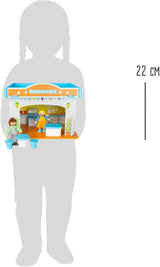 Small Foot 10852 Playhouse Restaurant Wykonane z drewna, z 2 figurkami lalek, akcesoriami i zdejmowanym dachem, od 3 lat Domki dla lalek Naty Shop