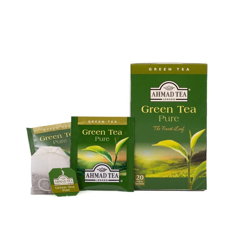 Ahmad Tea - Herbata zielona - Smakowe, pojedynczo pakowane torebki herbaty zawierające 2 g herbaty w porcji - 20 torebek z paskiem (zestaw 2 sztuk)