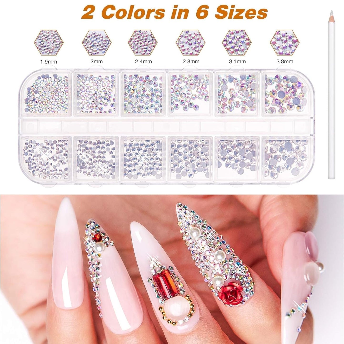 Zestaw MELLIEX 45 Stück Nail Art Dekoration Zubehör, Nägel Pinsel Strasssteine ​​​​Glitzer Goldfolie Nageldesign Dotted Pen Streifenband Für Nagelkunst Zestaw do manicure