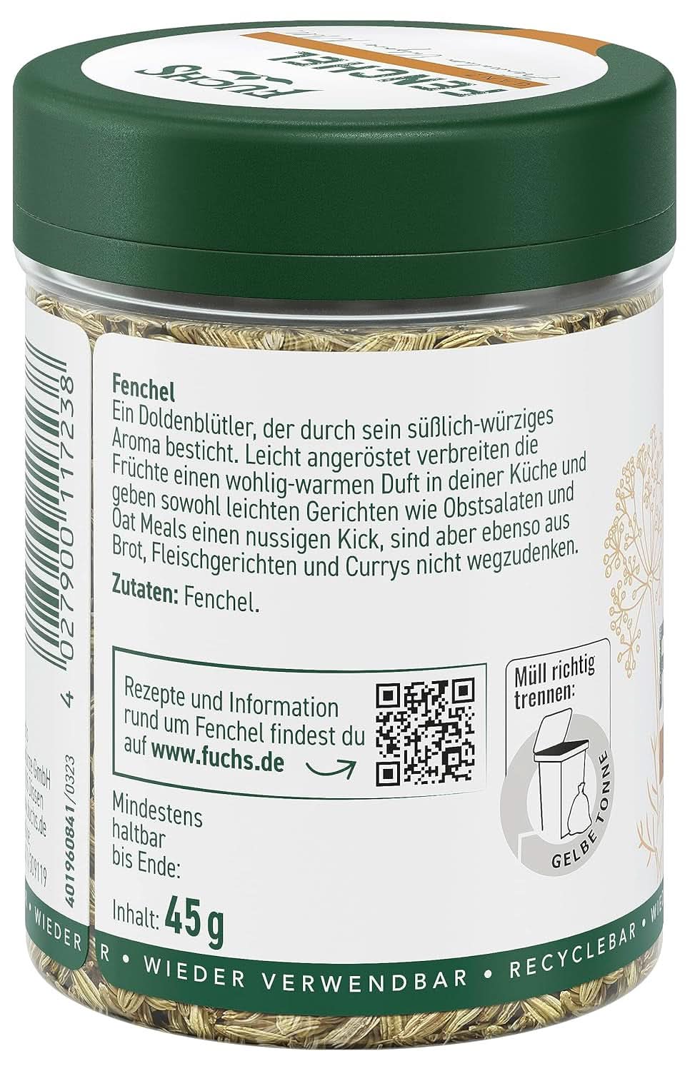 Fuchs - Koper cały - słodko-ostry aromat do sałatek owocowych - 45 g Condimente Naty Shop