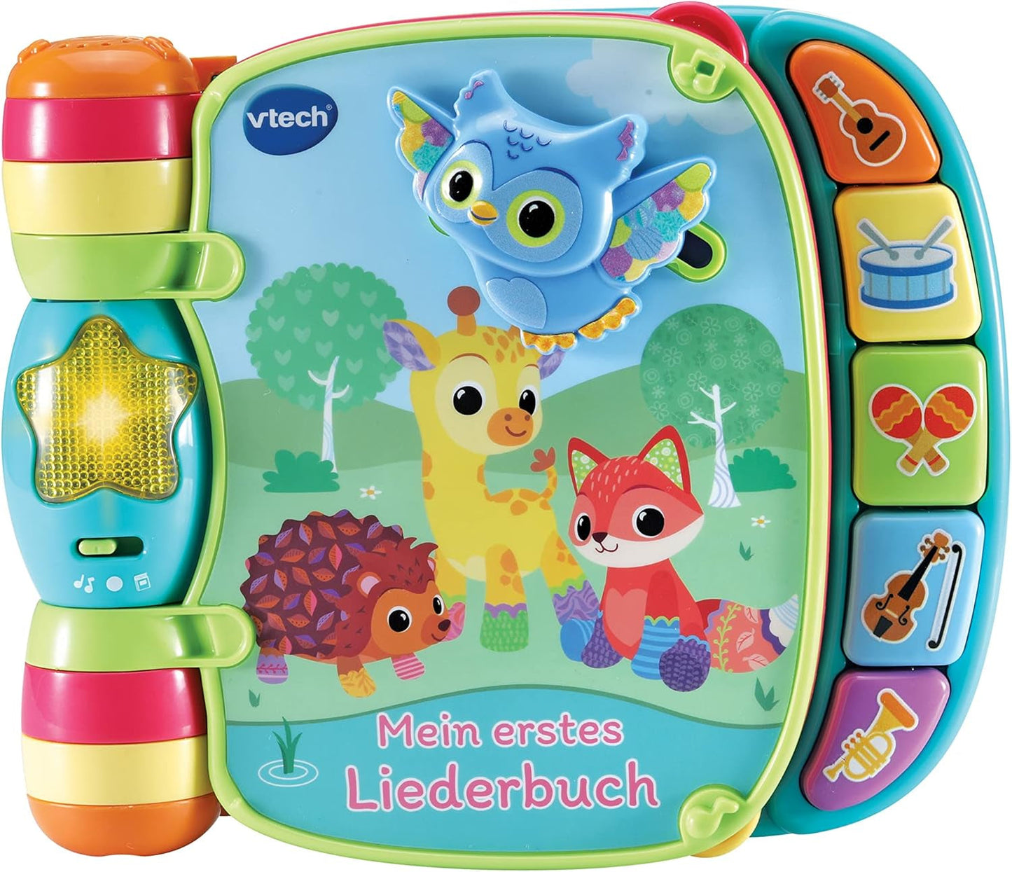Stół do zabawy VTech Baby Adventure - Kolorowy stół do zabawy dla dzieci z 6 boiskami i elementami interaktywnymi oraz książeczka z piosenkami Baby My First 6-stronicowa kolorowa książeczka i ruchome elementy do zabawy Bebe Toys Naty Shop