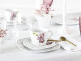 CreaTable, 24024, seria Square Orchid, 18-częściowy zestaw naczyń obiadowych dla 6 osób, porcelanowy serwis do kawy, można myć w zmywarce i używać w kuchence mikrofalowej, jakość produkcji