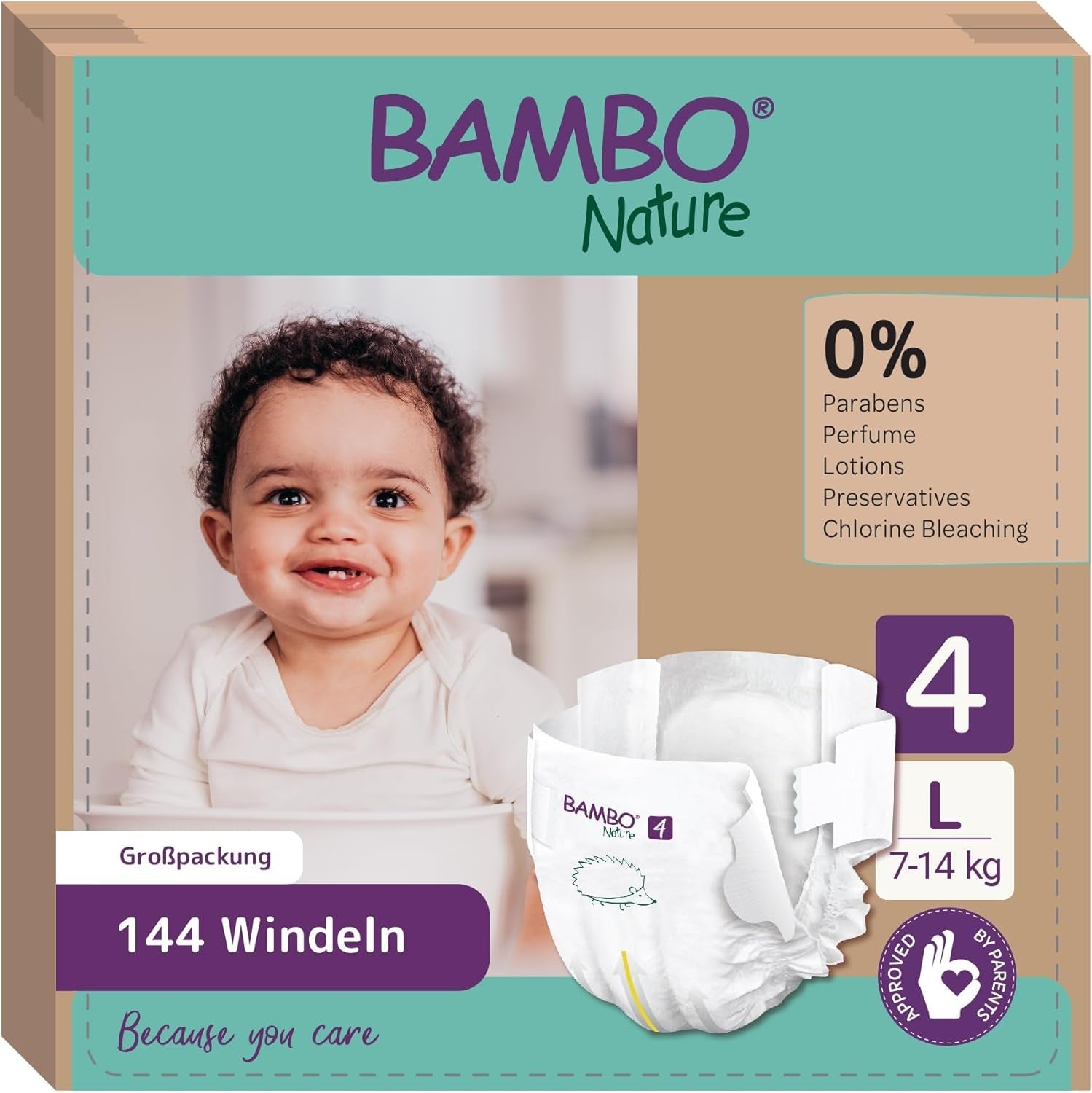 Pieluszki dziecięce Bambo Nature, rozmiar 1 (2-4 kg), 132 sztuki w pudełku miesięcznym | Pieluszki Premium ze zwiększoną ochroną przed wyciekami | Najwyższy komfort i swoboda dla noworodków | Pieluszki testowane dermatologicznie