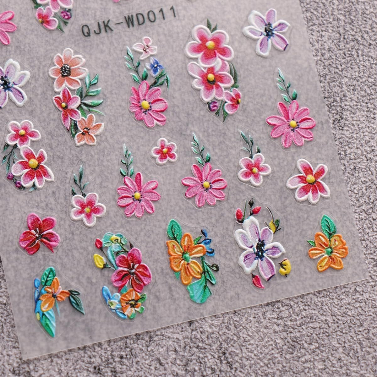 JMEOWIO Nagelsticker Blumen 6 Blatt Nail Art Naklejka Selbstklebend Nagelaufkleber Sommer Blumen Dekoration Nageldesign Zubehör