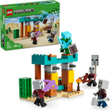 Zestaw gier wideo LEGO Minecraft The Illager Desert Patrol dla dzieci, minizabawka Outpost i trzy minifigurki, w tym grabieżca, sługa i rycerz-kaktus 21267 Zestawy do budowania Besuche den LEGO-Store Default Title