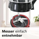 Mikser stojący Bosch Vitapower Serie 4 MMB6177S, Edelstahl-Klingen Made in Germany, 1,5 l Thermosafe Glasbehälter, 0,6 l To-Go-Flasche, Stopfer, Universalzerkleinerer, 30 000 U/Min, 1200 W, Silver Kitchen Naty Shop