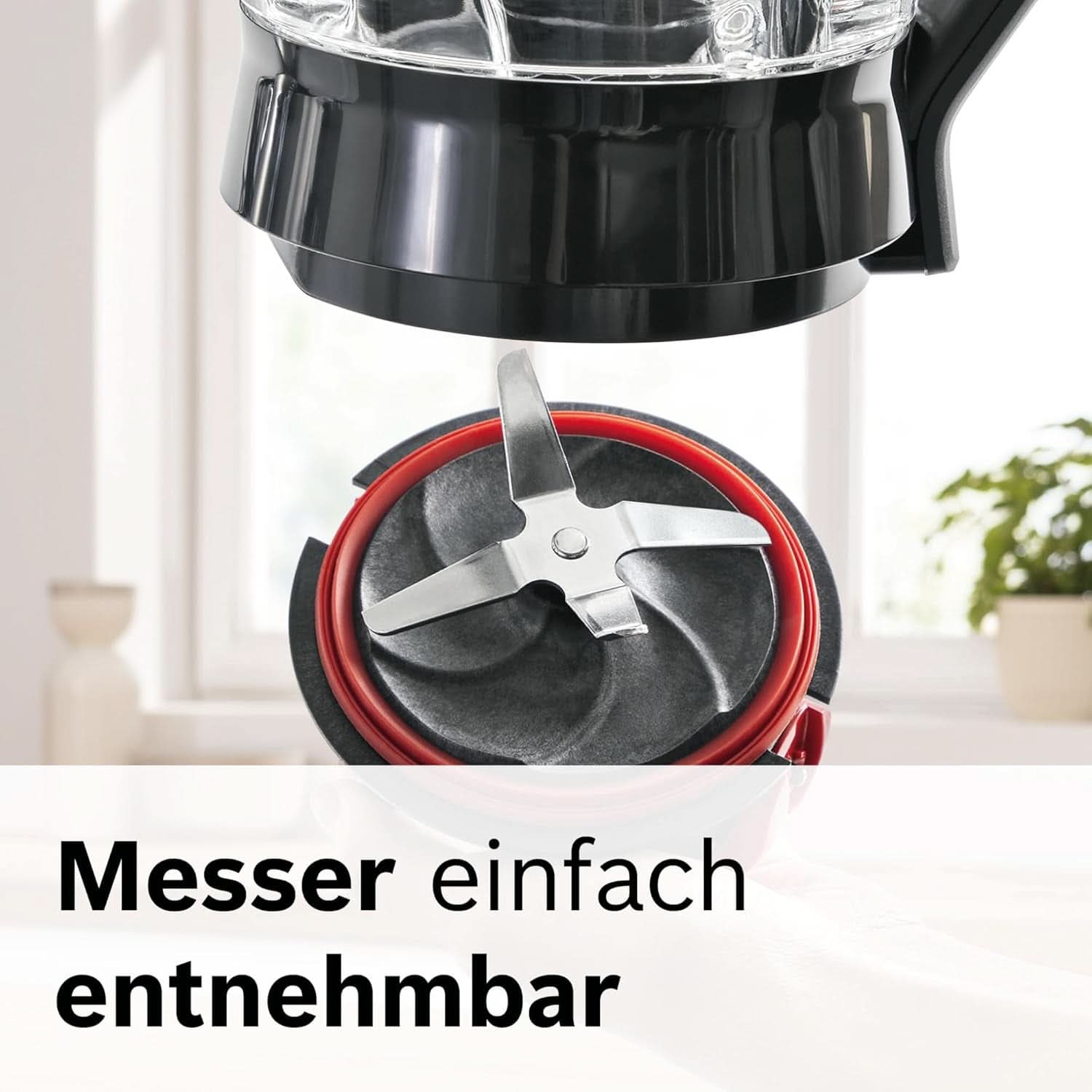 Mikser stojący Bosch Vitapower Serie 4 MMB6177S, Edelstahl-Klingen Made in Germany, 1,5 l Thermosafe Glasbehälter, 0,6 l To-Go-Flasche, Stopfer, Universalzerkleinerer, 30 000 U/Min, 1200 W, Silver Kitchen Naty Shop