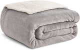 Koc polarowy Kono Sherpa, 150 x 200 cm, miękki, przytulny, puszysty, dwustronny, mikrofibra, stałe koce na łóżko, sofę, sofę (granatowy, podwójny/podwójny) Łóżka i koce Besuche den KONO-Store Szary Twin/Double