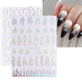 JMEOWIO Nagelsticker Aurora Holografisch 9 Blatt Nagelaufkleber Selbstklebend Herz-Flamme Spielt Schmetterlings-Mond Die Hauptrolle Nail Art Naklejka Dekoracja Nageldesign Zubehör