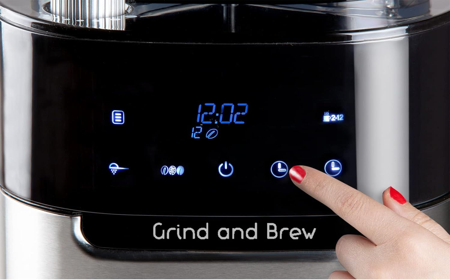 Ekspres DOMO DO721K „Grind and Brew” - Funkcja od ziarna do filiżanki - Wyświetlacz LCD - Do kawy mielonej lub całych ziaren - 1,5 L