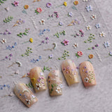 JMEOWIO 3D Nagelsticker Blume Frühling Sommer Floral Nail Art Naklejka Selbstklebend Nagelaufkleber 5D Stereoskopisch Dekoration Nageldesign Zubehör 1 Blatt