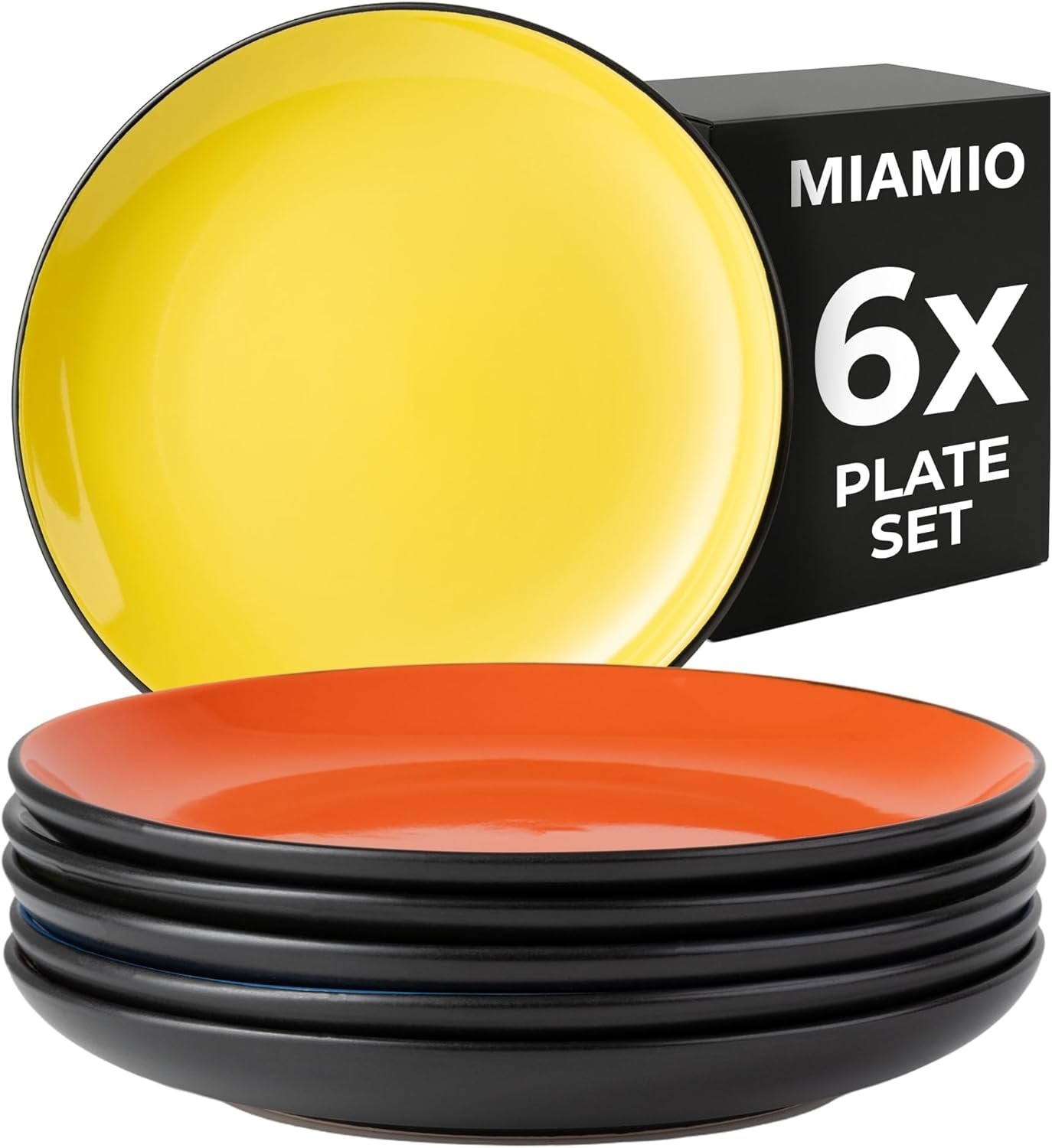 MIAMIO - Zestaw 6 talerzy / talerzy obiadowych z kamionki ceramicznej - Kolekcja Le Papillon (kolorowe, małe talerze (6x))