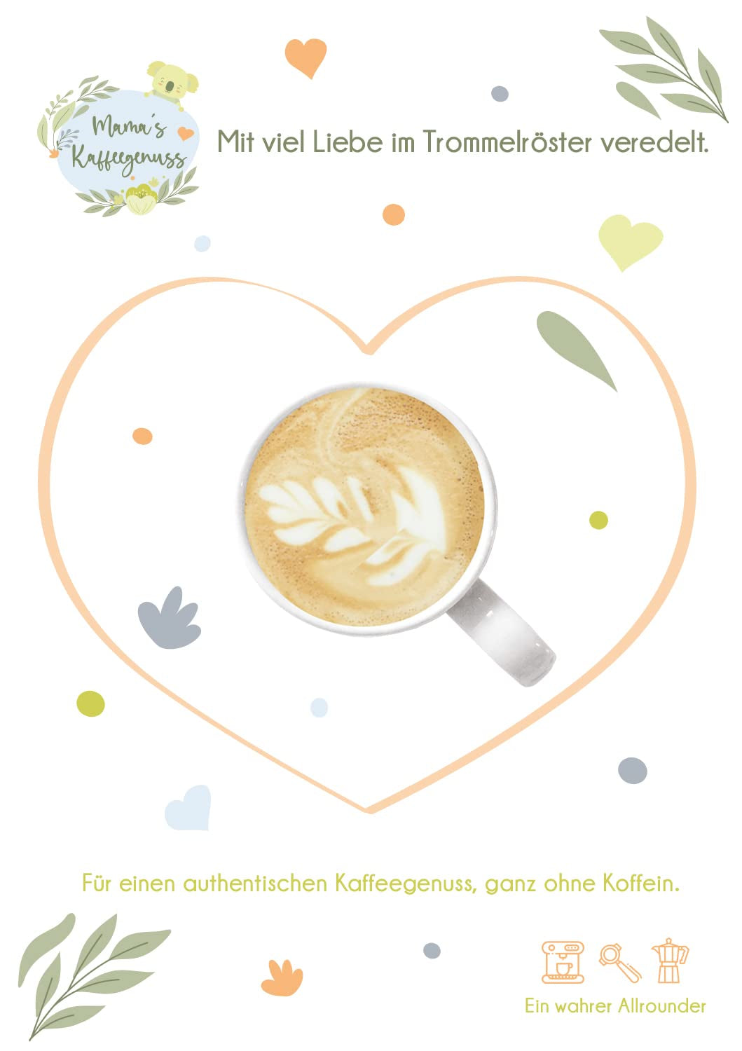 Mama's Coffee Pleasure®binky - Bezkofeinowe ziarna espresso Cremoso - naturalna dekofeinizacja CO² - lekko palone w bębnie we Włoszech - idealne w czasie ciąży i po ciąży