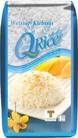Q RYŻ | Weißer Klebreis Langkorn z Tajlandii | Aromatisch mit klebriger Textur | Idealny do curry, sushi, mochi lub puddingu ryżowego 1 x 1 kg