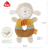 Fehn baby ring ring zabawka owieczka fehnNATUR - pluszowa zabawka z bawełną organiczną - zabawka dla dziecka z dzwonkiem i zabawną zabawką edukacyjną - zabawka na uchwyt dla niemowląt i małych dzieci od 0. miesiąca Baby Toys Naty Shop