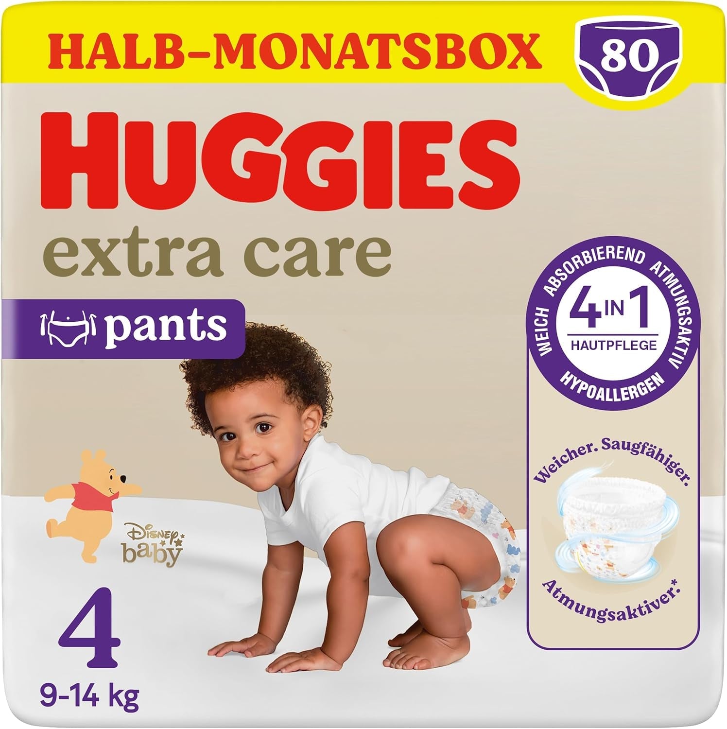 Spodnie Huggies Extra Care Disney Design Rozmiar 5 68 Pieluchy (2x34) Pudełko na pół miesiąca