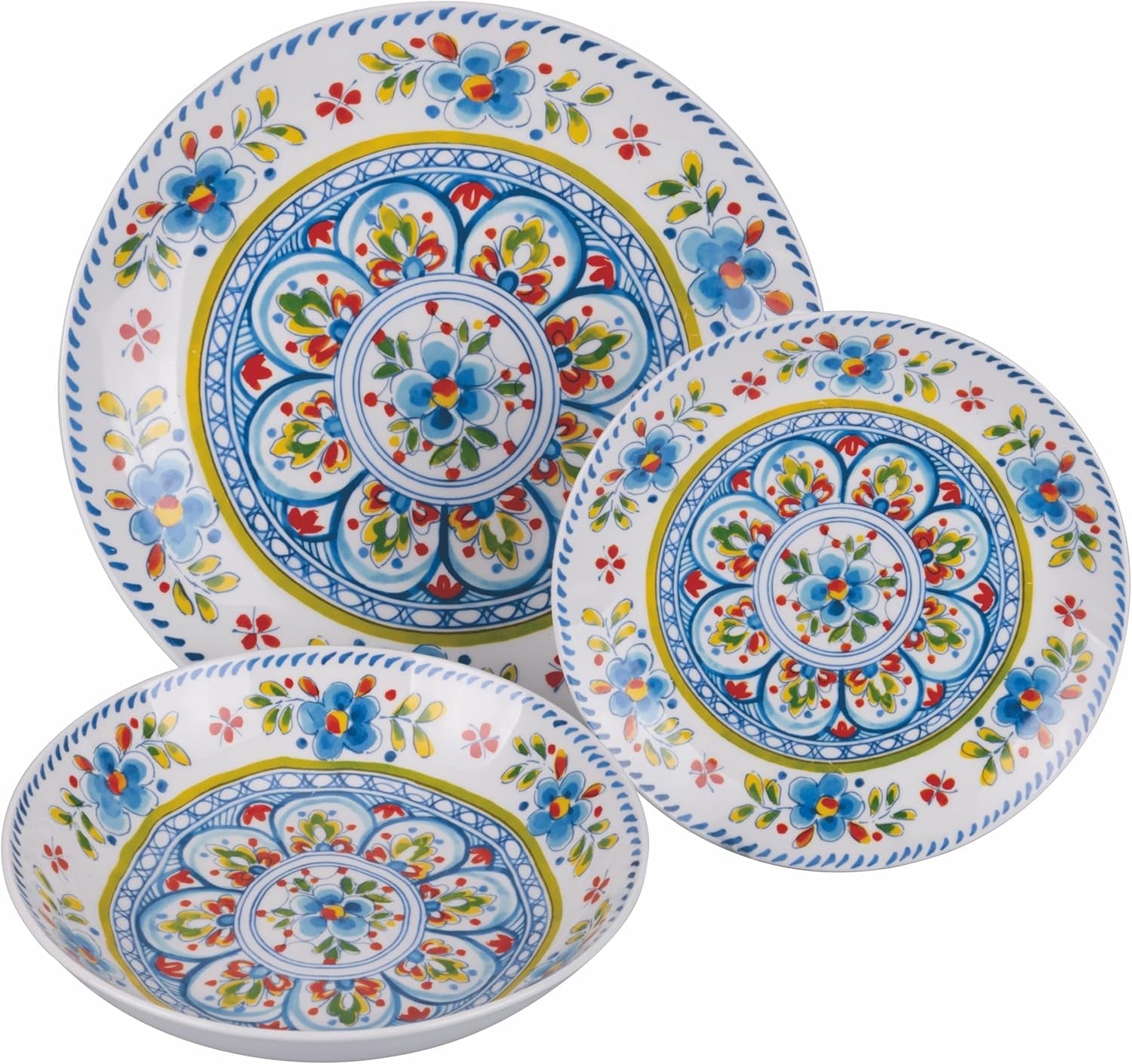 Serwis obiadowy porcelanowy 18 szt., 6 różnych kompletów talerzy, Andaluzja