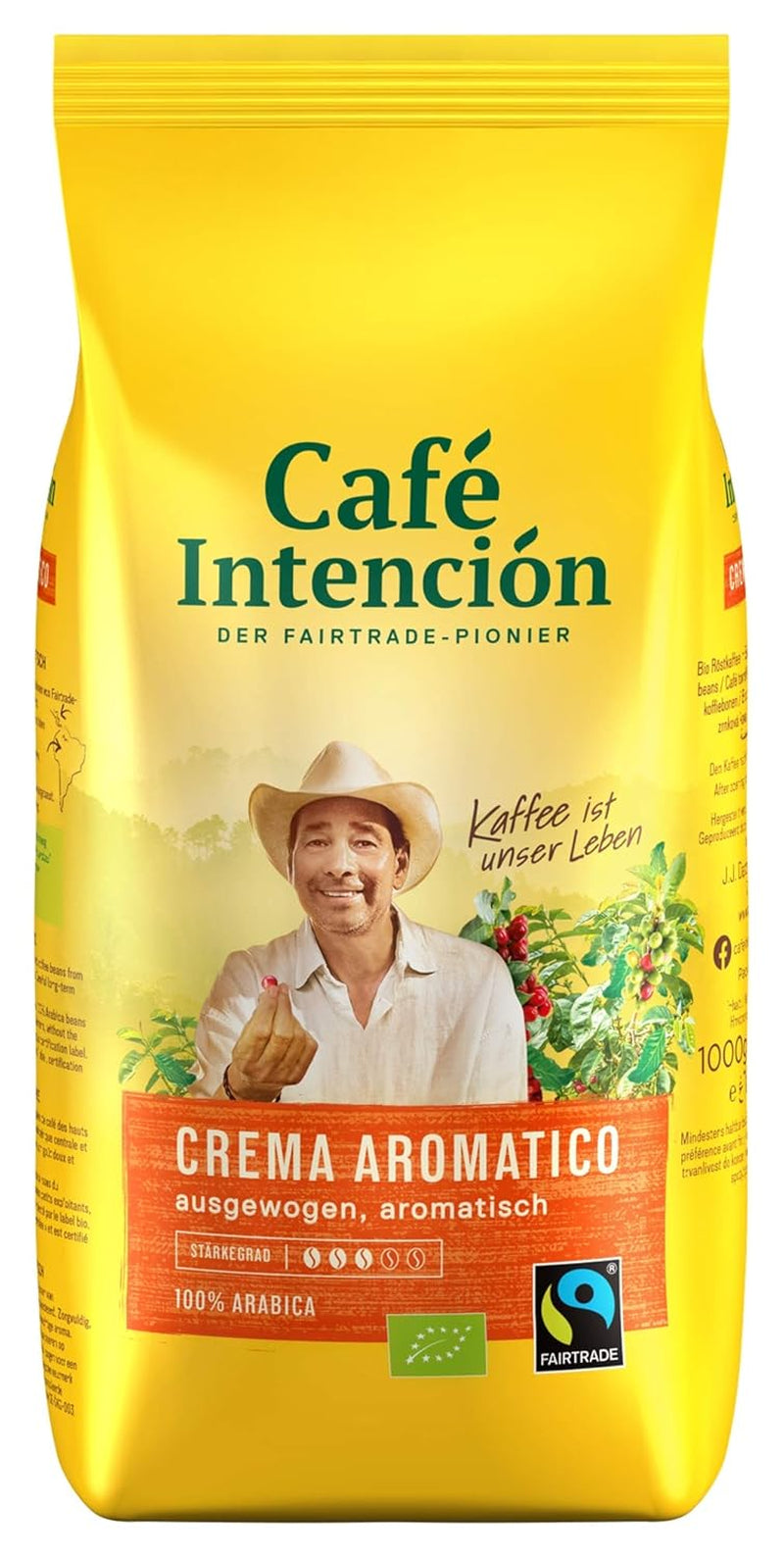 2x Fairtrade JJDarboven - Café Intención Aromatico Café Crema, kawa organiczna, całe ziarna - 1000g