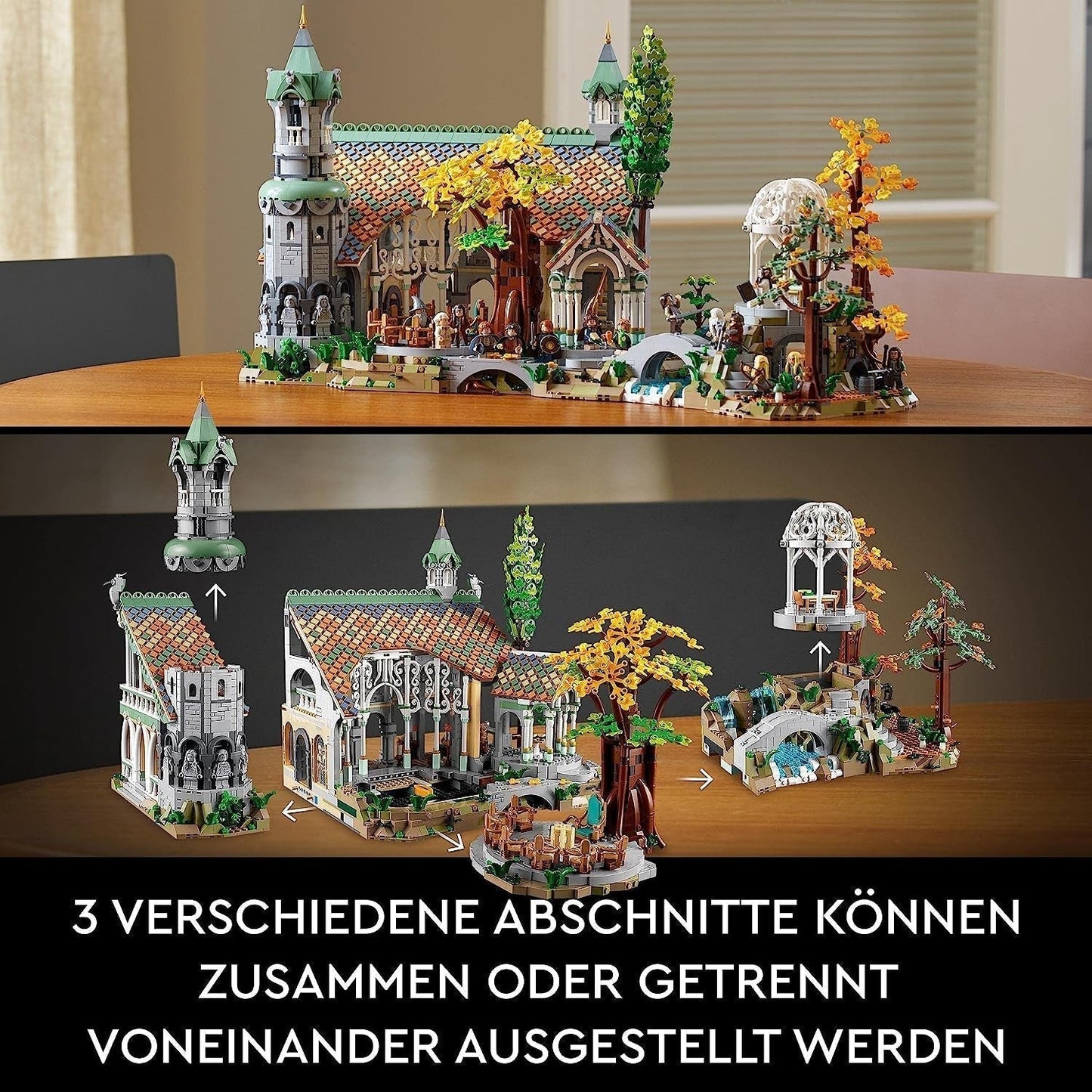 LEGO Icons Władca Pierścieni: Rivendell — kolekcja dla dorosłych i zestaw ekspozycyjny zawierający 15 unikalnych minifigurek, w tym Gandalfa, Legolasa, Aragorna i Froda, wyłącznie na Amazon — 10316 Zestawy do budowania Besuche den LEGO-Store