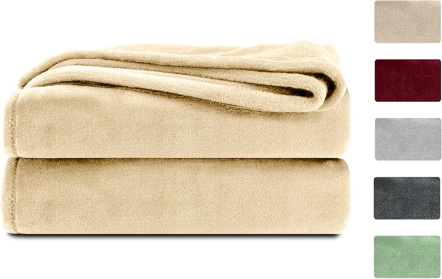 Puszysty koc Komfortec, wygodny koc, koc polarowy, certyfikat Oeko-Tex, super miękki, 150X200 Cm, 260 G/M², beżowy Łóżka i koce Besuche den Komfortec-Store Sand beżowy 220 X 240 Cm