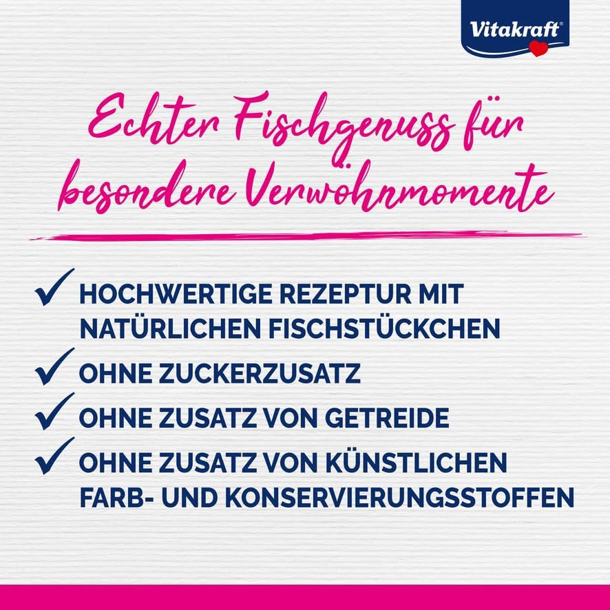 Vitakraft Poésie Délice, Fish Selection, Nassfutter Katze, Katzennassfutter w sosie, mit Seelachs, mit Kabeljau, ohne Zusatz von Zucker und Getreide (1 pakiet z 6x 85g)