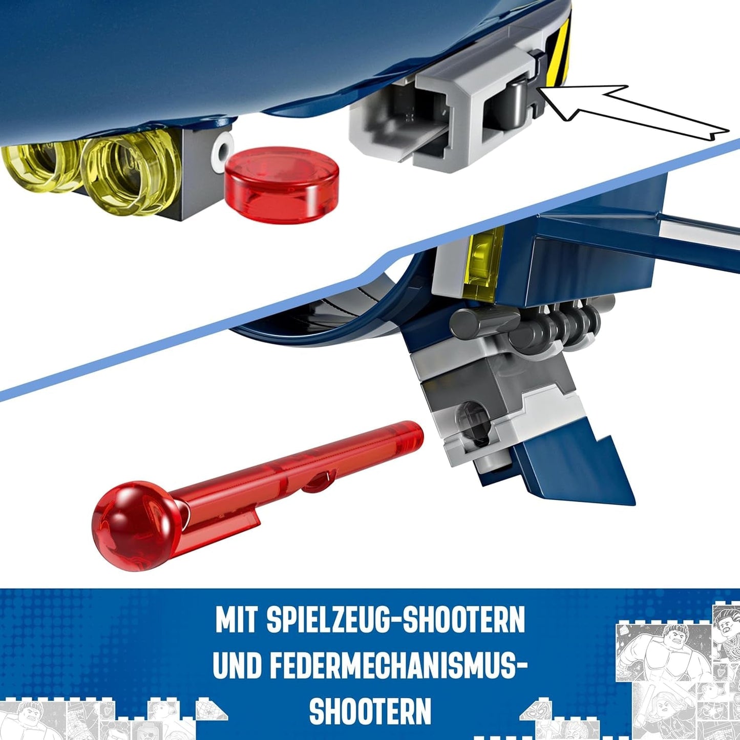 LEGO Marvel X-Jet X-Men budują model samolotu z figurkami, w tym Wolverine'a i Rogue'a. Zabawka superbohatera dla dzieci na prezent dla chłopców i dziewcząt w wieku 8 lat 76281 Zestawy do budowania Beuche den LEGO-Store