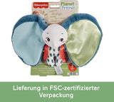 Fisher-Price Giant Ear Elephant - Urocza miękka pluszowa zabawka z bardzo dużymi uszami, wykonana w 90% z plastiku pochodzącego z recyklingu i z opakowania z certyfikatem FSC, dla dzieci od 3 miesiąca życia, HKD63 Bebe Toys Naty Shop