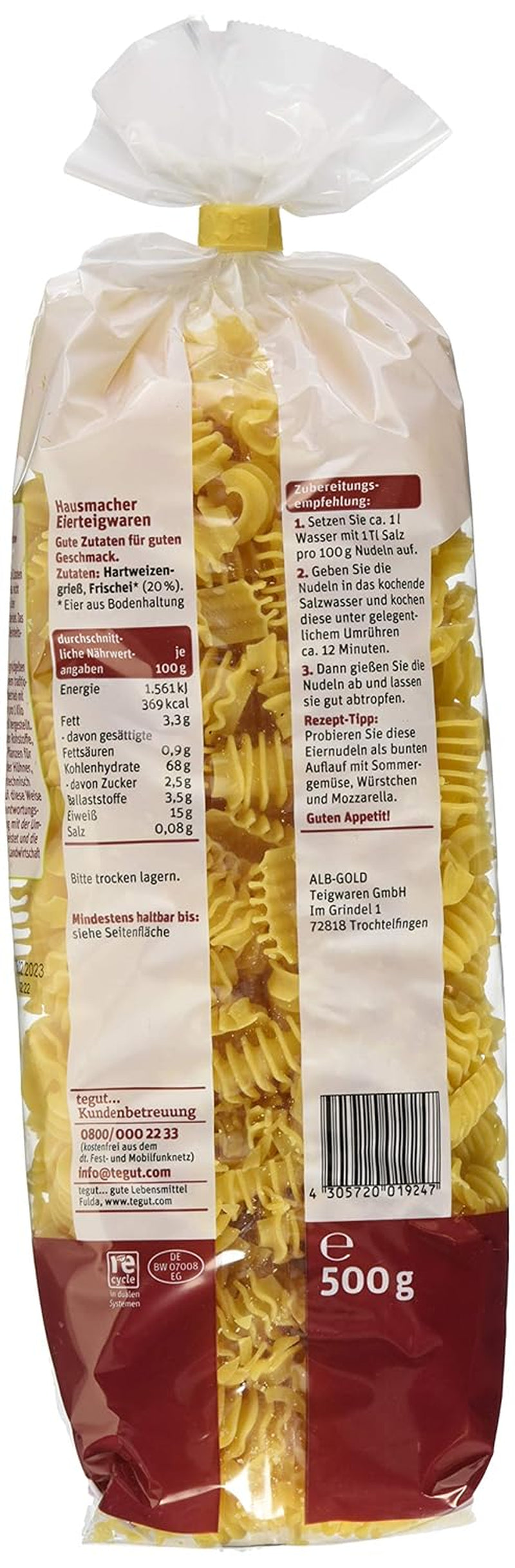 tegut... Makaron z jajkiem Rilli, 1 x 500 g