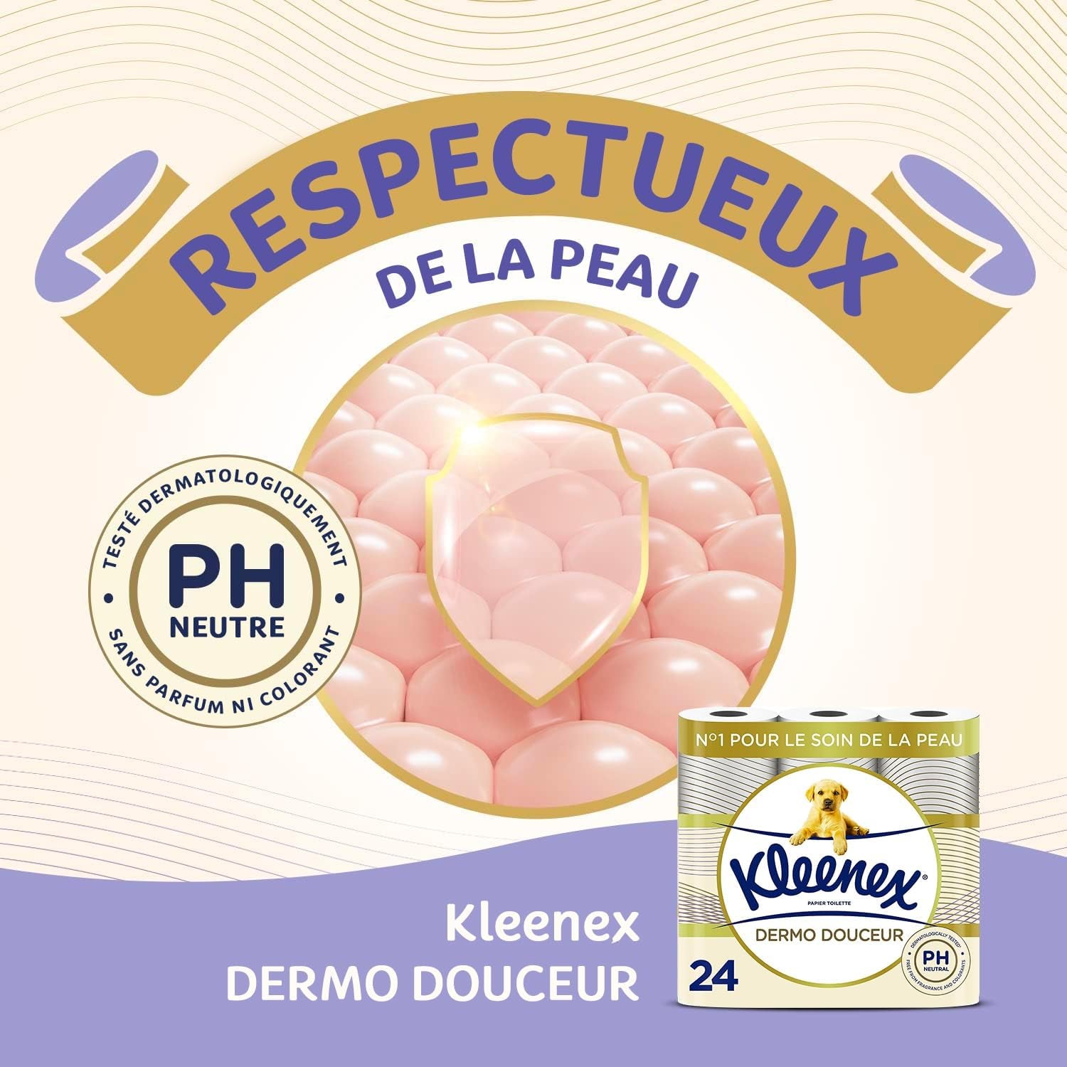 KLEENEX Dermo Douceur 4230420 Papier toaletowy, 24 rolki (4 x 6 rolek) biały, 24 sztuki (partia 6)