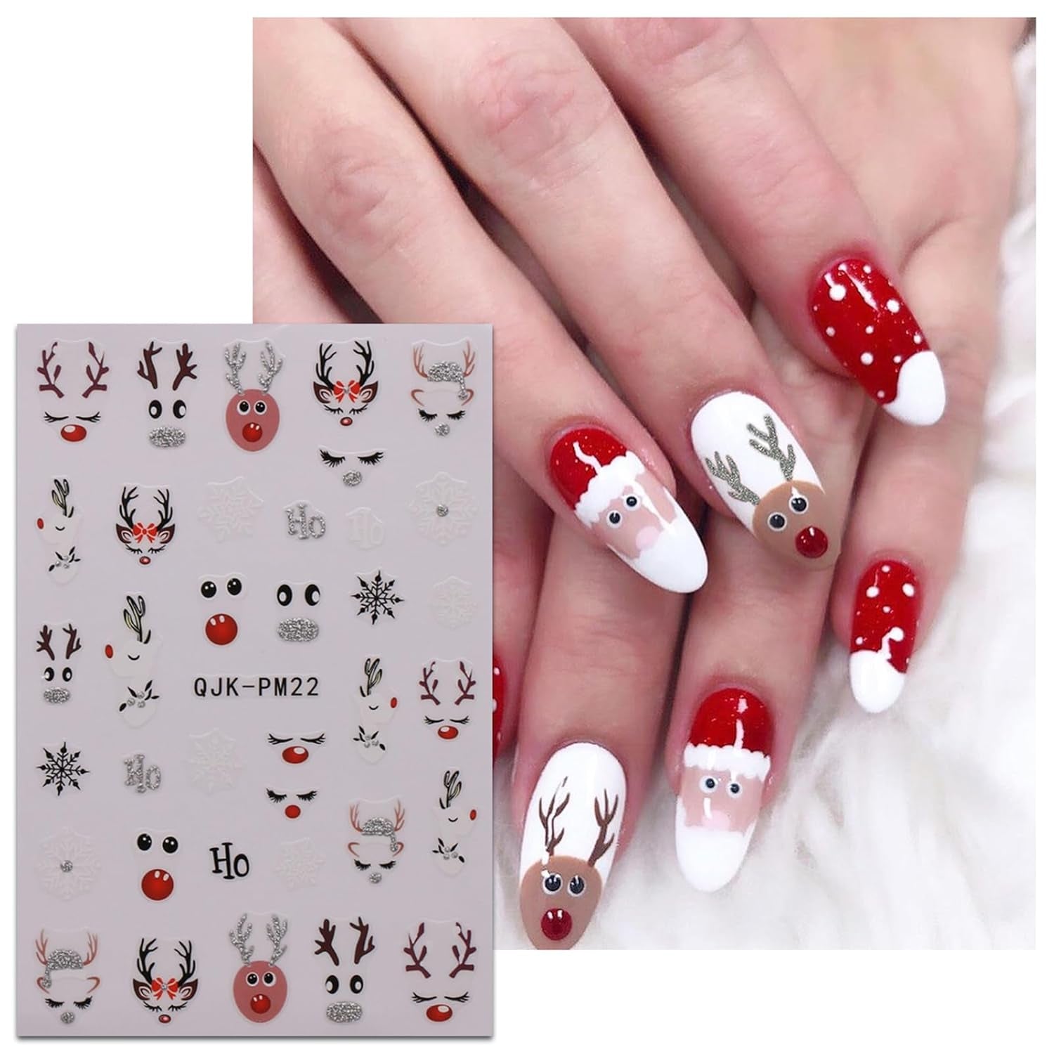 JMEOWIO Nagelsticker Glitzer Weihnachten 10 Blatt Nail Art Naklejka Selbstklebend Nagelaufkleber Schneeflocken Zimowa dekoracja Nageldesign Zubehör