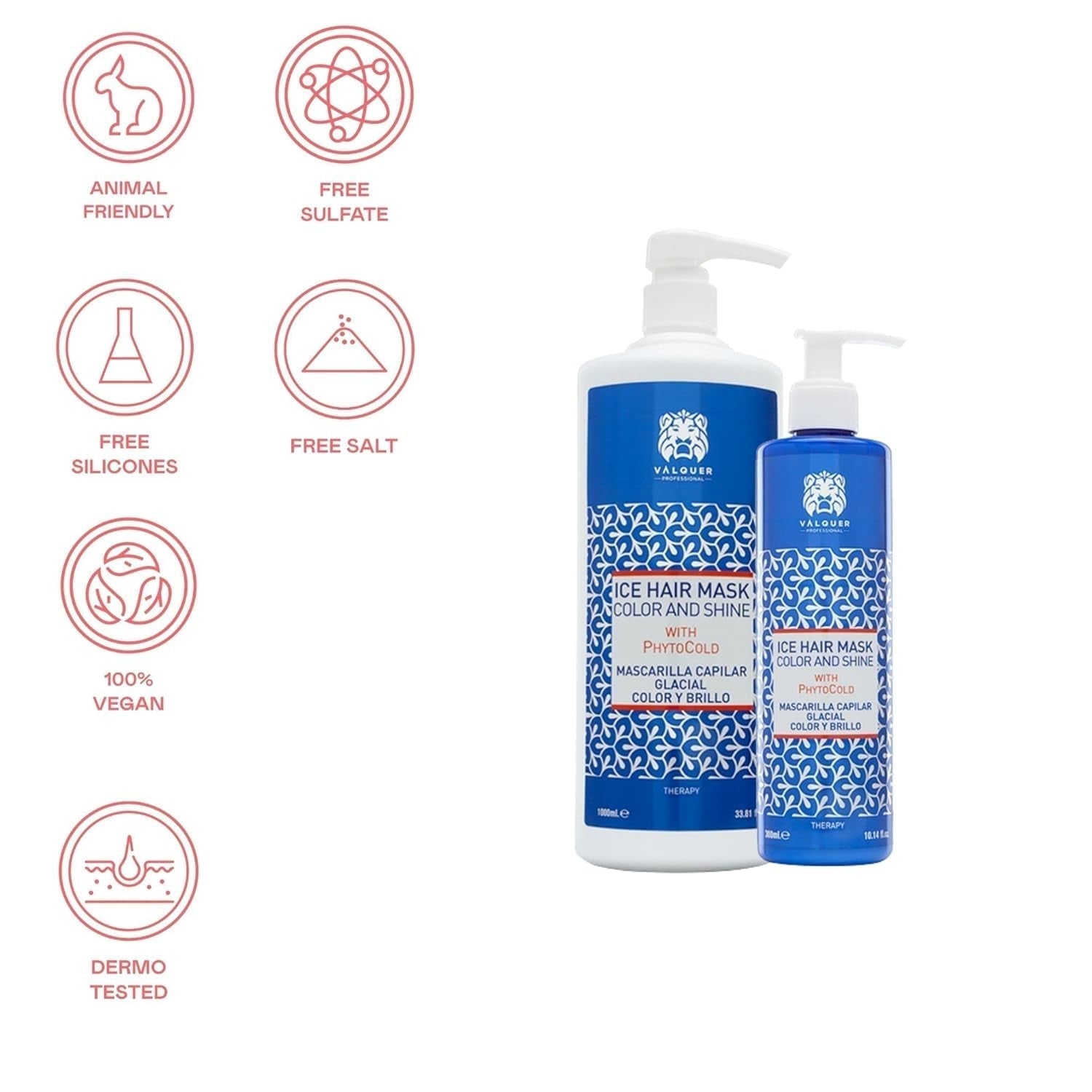 Valquer Profesional Ice Hair Mask Color and Shine - Do włosów farbowanych, 1000 ml Maska do włosów Naty Shop