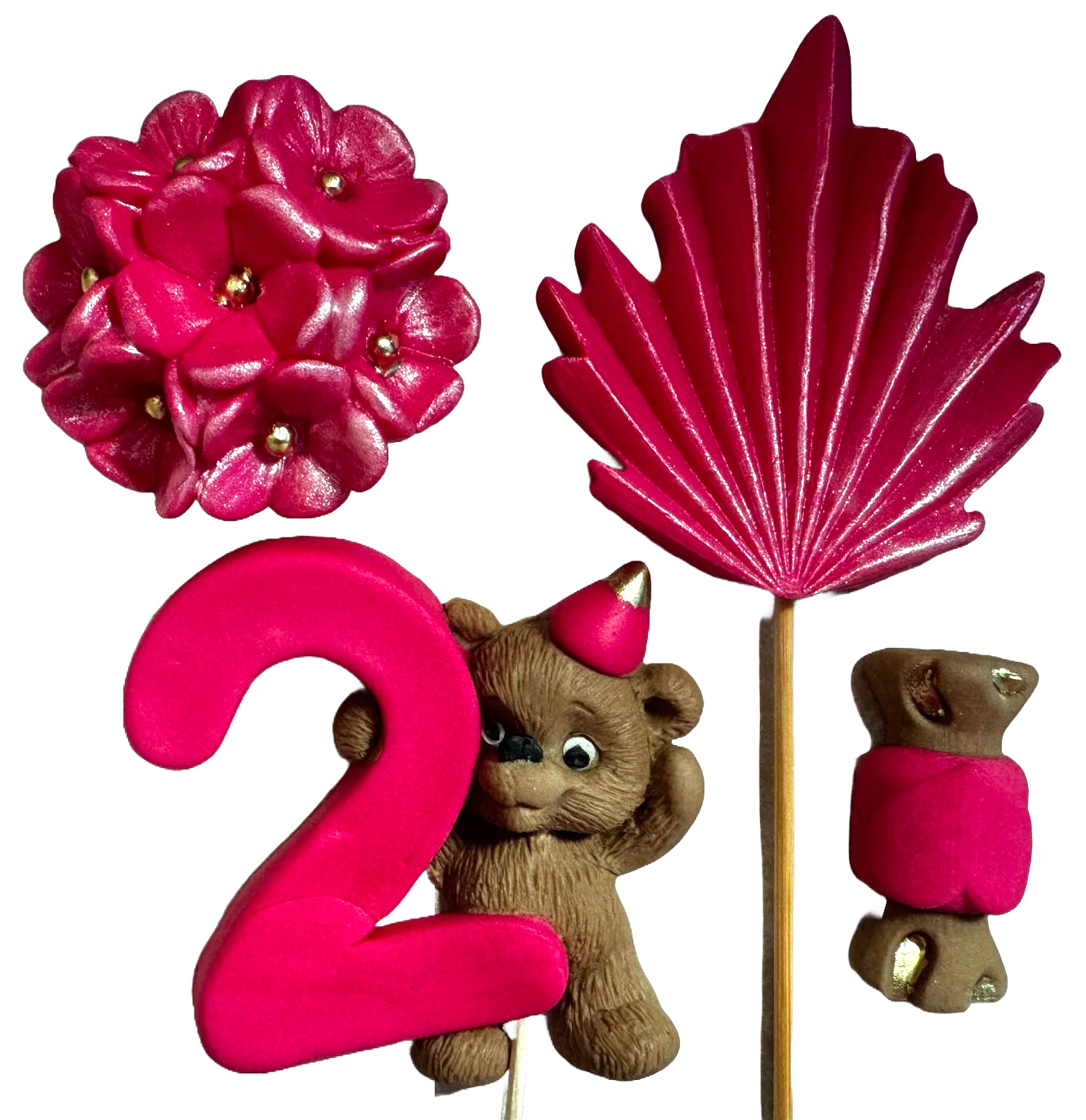 Zestaw 4 jadalnych dekoracji z cukru, 2-letnie dekoracje z pasty cukrowej Naty Shop