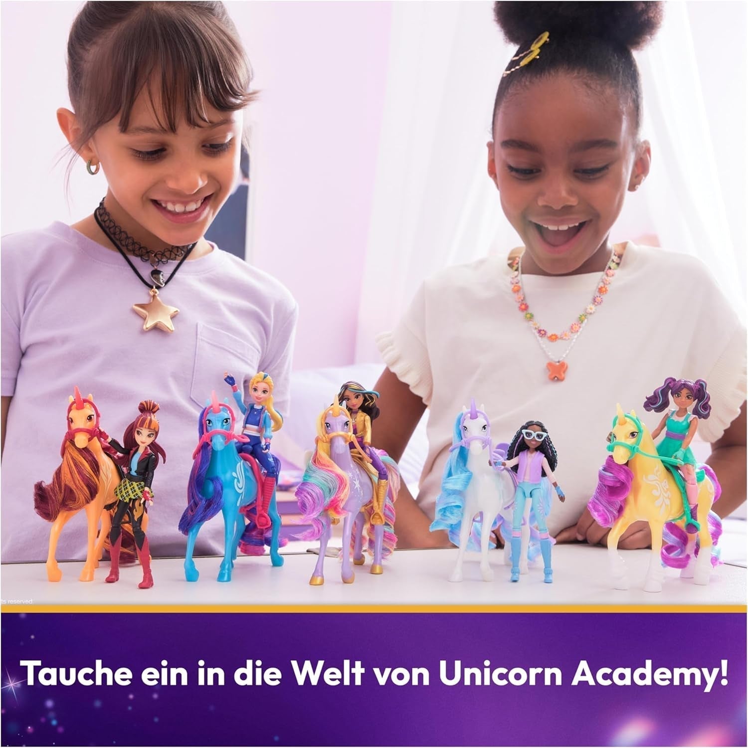 Zestaw Unicorn Academy AVA i liść jednorożca - oryginalne figurki o wysokości około 12 cm z popularnej serii Netflix Z dwoma akcesoriami i szczotkami do włosów Do pomysłowego odgrywania ról, dla dzieci w wieku od 4 lat Figurki Naty Shop