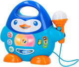 Odtwarzacz muzyki karaoke WinFun, wzór pingwina, z migającymi światłami i efektami echa, w kolorze niebieskim, zabawny styl, złącze USB Baby Toys Naty Shop
