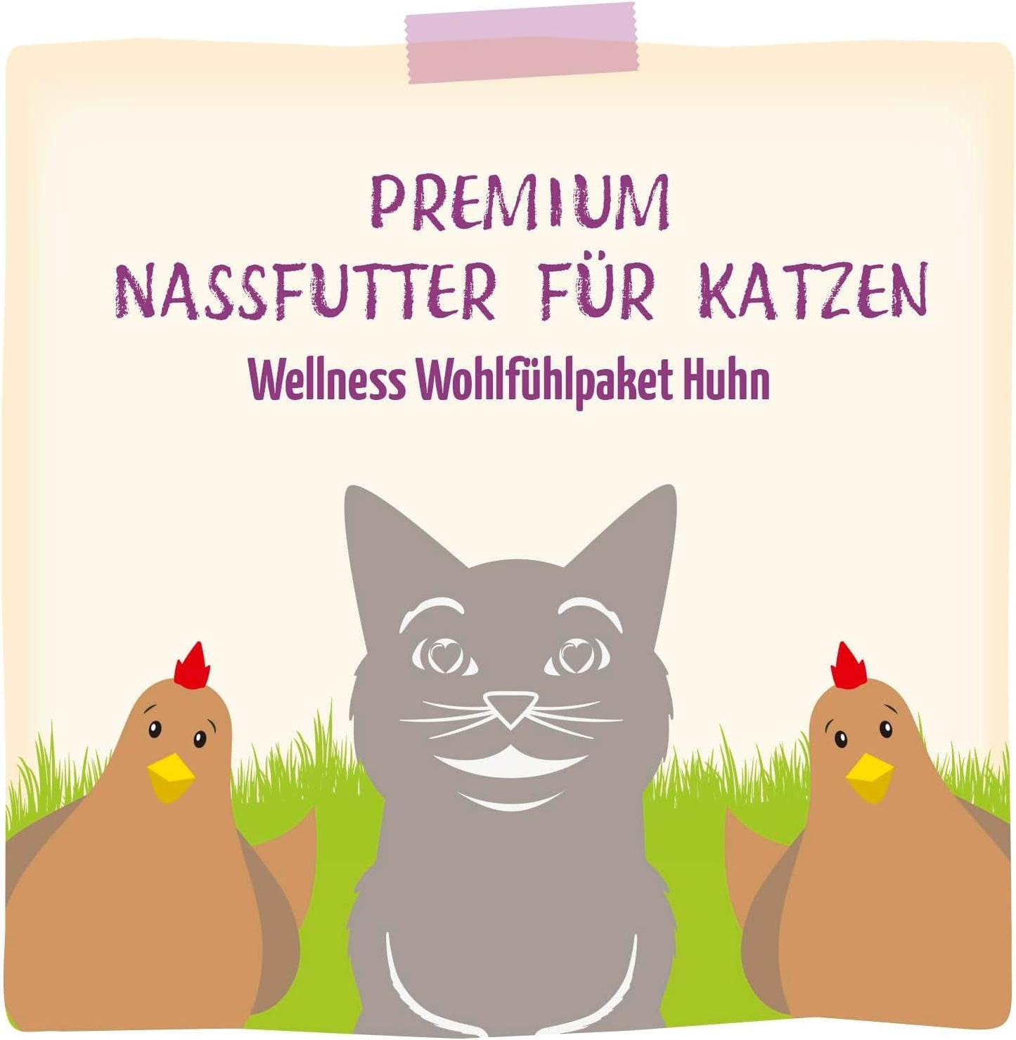 MjAMjAM - Mokra karma Premium dla kotów - Kurczak Wellness Pack 12 opakowań (12 x 125 g) bez zbóż z dodatkowym mięsem