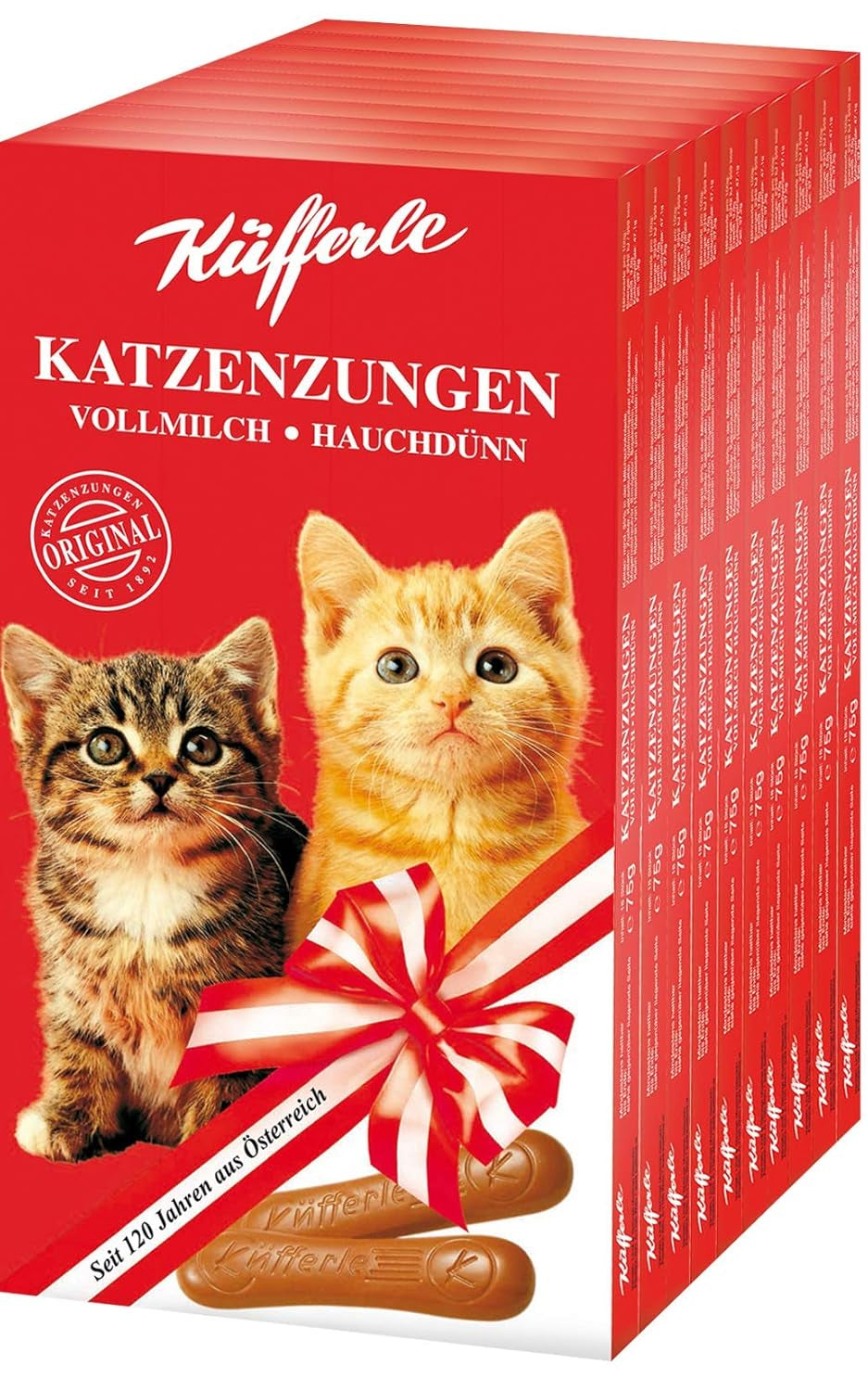 Küfferle kocie języki 10x75g opakowanie zbiorcze, czekolada mleczna, 10 sztuk