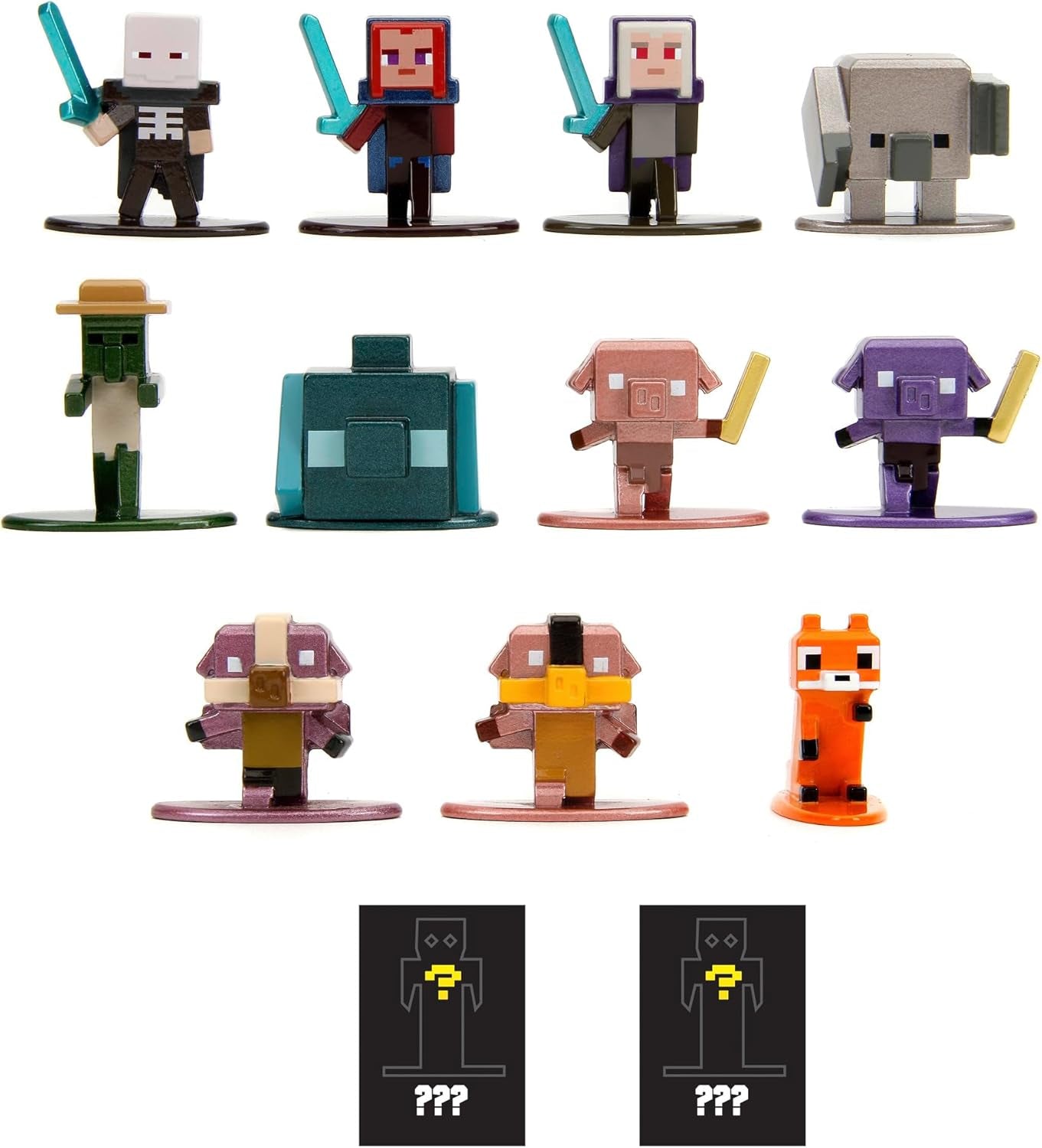 Jada Toys - Minecraft Blind Pack Nanofigs, Wave 2, Minecraft Legends Nano Metal Figurka kolekcjonerska, różne modele, 4 cm, wiek 3+, czarne figurki Naty Shop