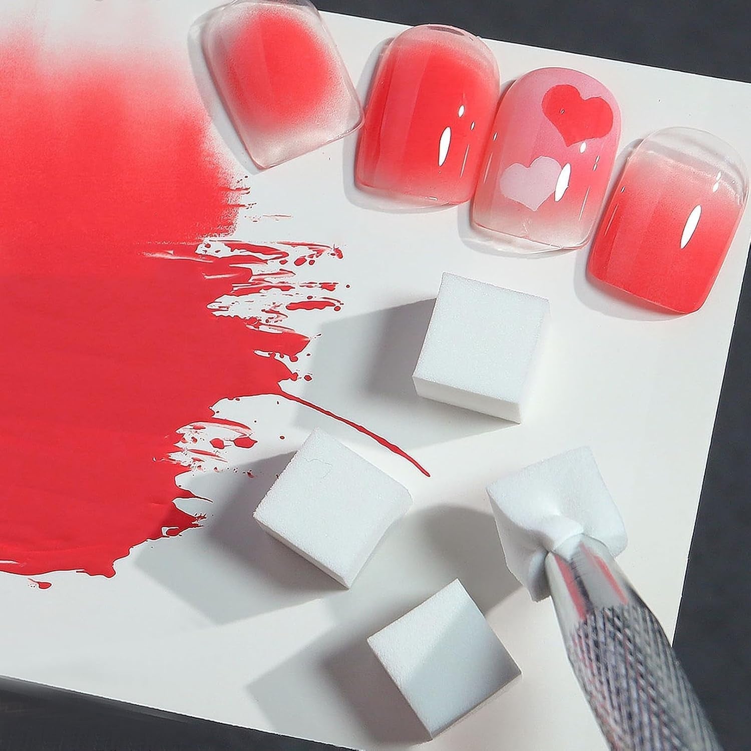 100 Stück Nail Art Schwamm Mit Piercing Zange, Nail Art Zubehör Schwamm Mit Piercing Kugel Aufdreher, Gąbkowy aplikator pędzelkowy, Nagelkunst-Rendering-Werkzeuge, Für Gradient Nail Art Patterns Erstellen.