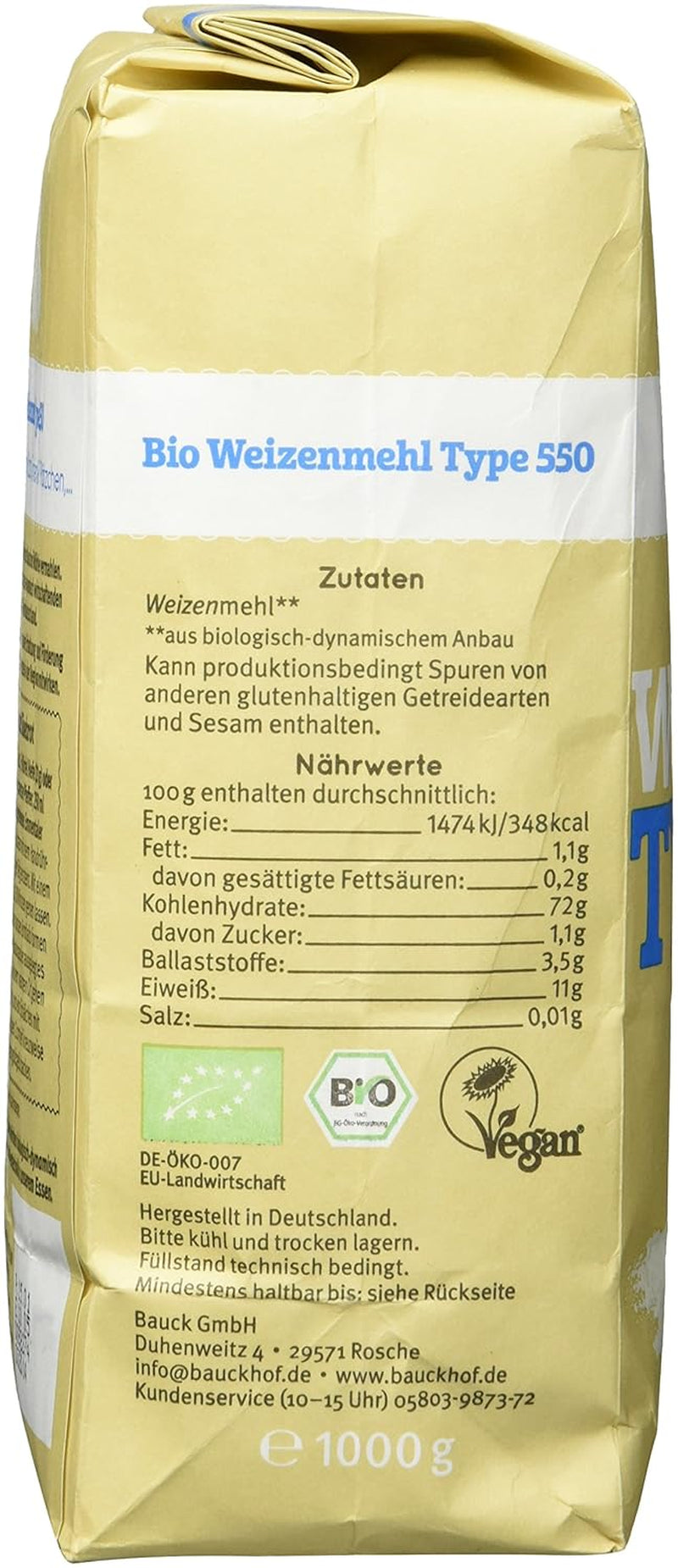 Mąka pszenna Hof typ 550 Demeter, 1 kg