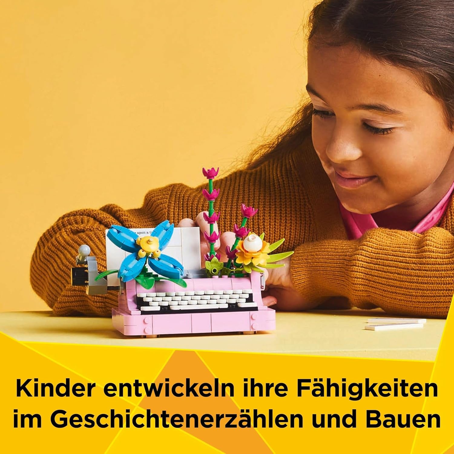 LEGO Creator Maszyna do pisania 3 w 1 z kwiatami - zabawkę można przekształcić w model Keytara lub w doniczkę z notatnikiem i długopisem - zestaw do budowania - prezent dla dziewcząt i chłopców od 8 lat 31169 Zestawy do budowania Besuche den LEGO-Store