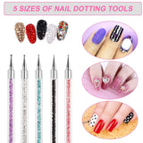 Sularpek Pinsel do zdobienia paznokci, 5 Stück Nageldesign Pinsel, Narzędzia do rozsiania paznokci, Nail Art Liner-Pinsel, Zum Herstellen Von Nagellack, Punktieren, Feinmalerei, DIY