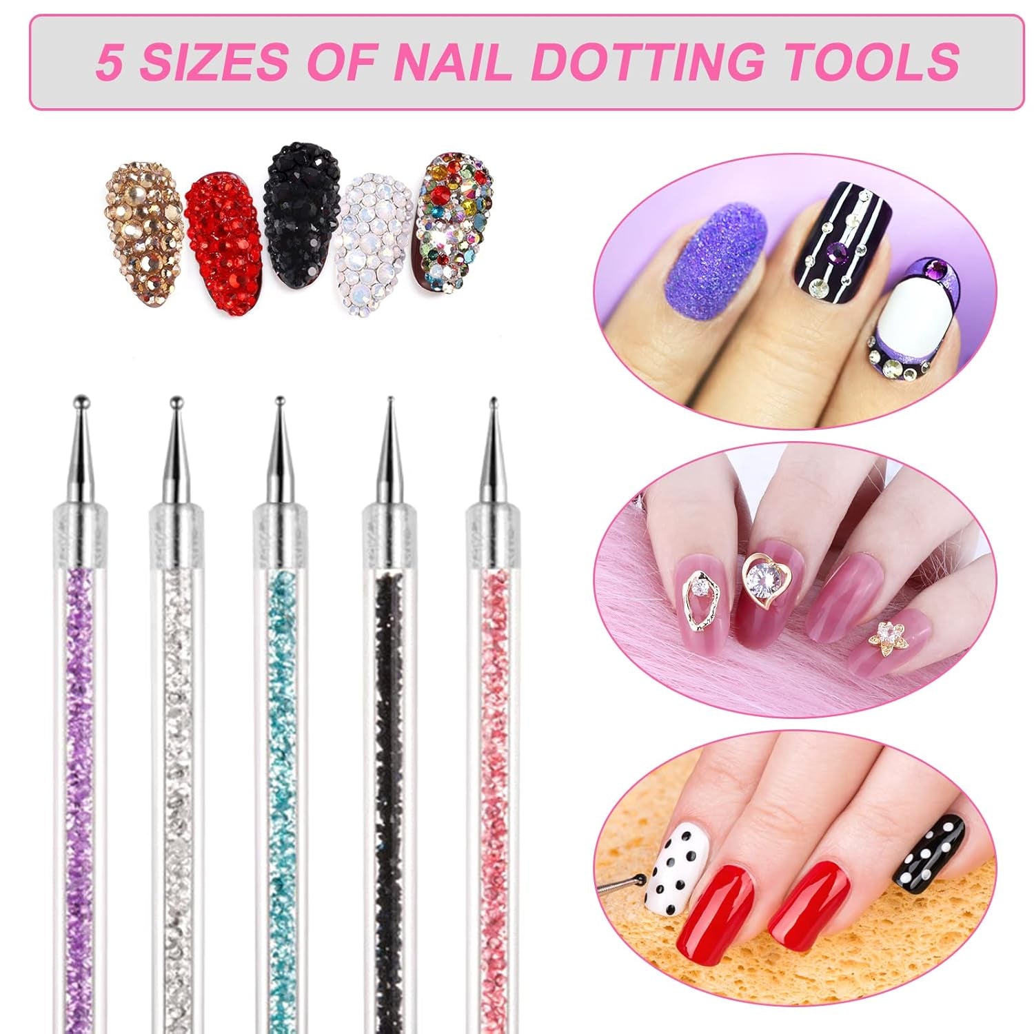 Sularpek Pinsel do zdobienia paznokci, 5 Stück Nageldesign Pinsel, Narzędzia do rozsiania paznokci, Nail Art Liner-Pinsel, Zum Herstellen Von Nagellack, Punktieren, Feinmalerei, DIY