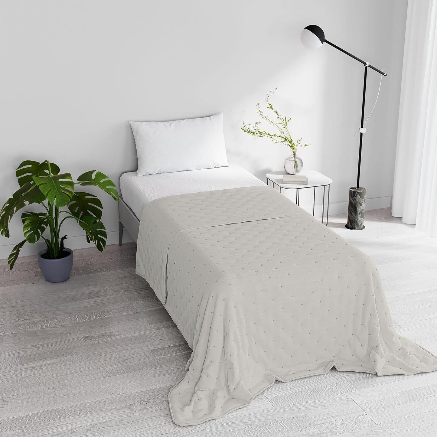 Elegancka kołdra letnia, pikowana, zielona, 170 X 250 cm Kołdry i kołdry Naty Shop Beige 170X250Cm