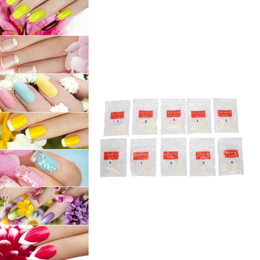 500 sztuk sztucznych tipsów, naturalne francuskie sztuczne końcówki do paznokci do manicure, L, sztuczne paznokcie DIY, owalny żel UV, akcesoria do paznokci dla kobiet i dziewcząt (naturalny kolor)
