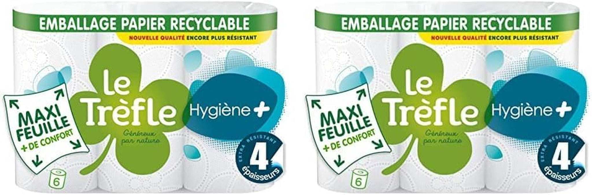 Le Trefoil Hygiene + Papier Toaletowy, 6 rolek, 4 moce (2 szt.)