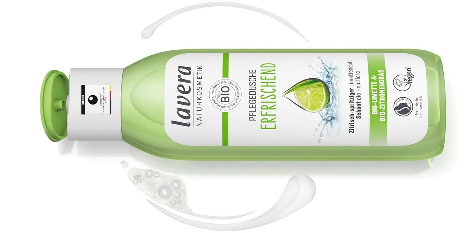 Lavera, Odświeżający żel pod prysznic z organiczną limonką, 250 ml Prysznic i kąpiel Naty Shop