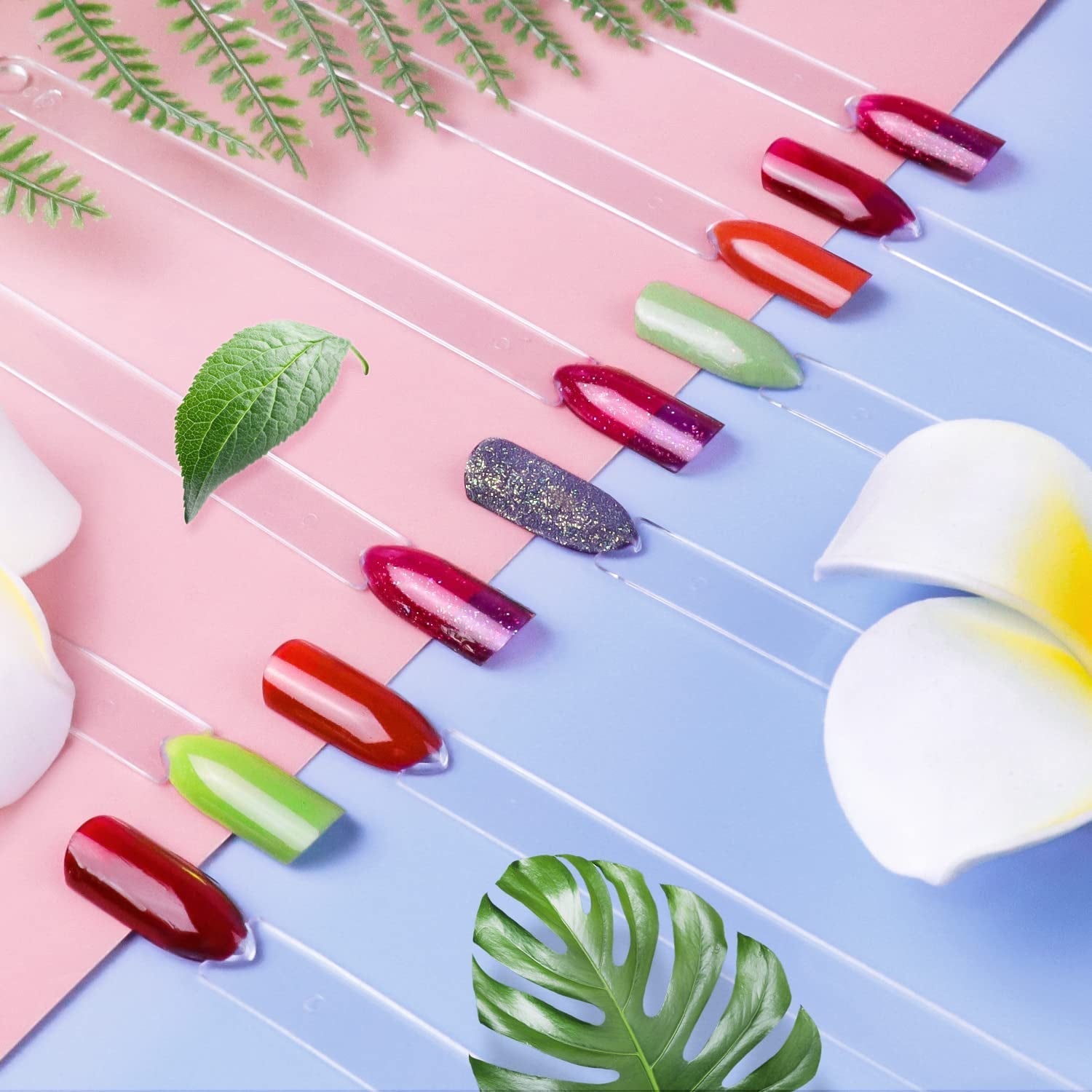100 Stück Nail Art Tips Ring Stick, Nagelspitzen Nagel Display Transparente Nägel Kunstspitzen Sticks, Nagelkunst Praxis Für Nagelstudio Und Anfänger Display DIY Tipsy do paznokci