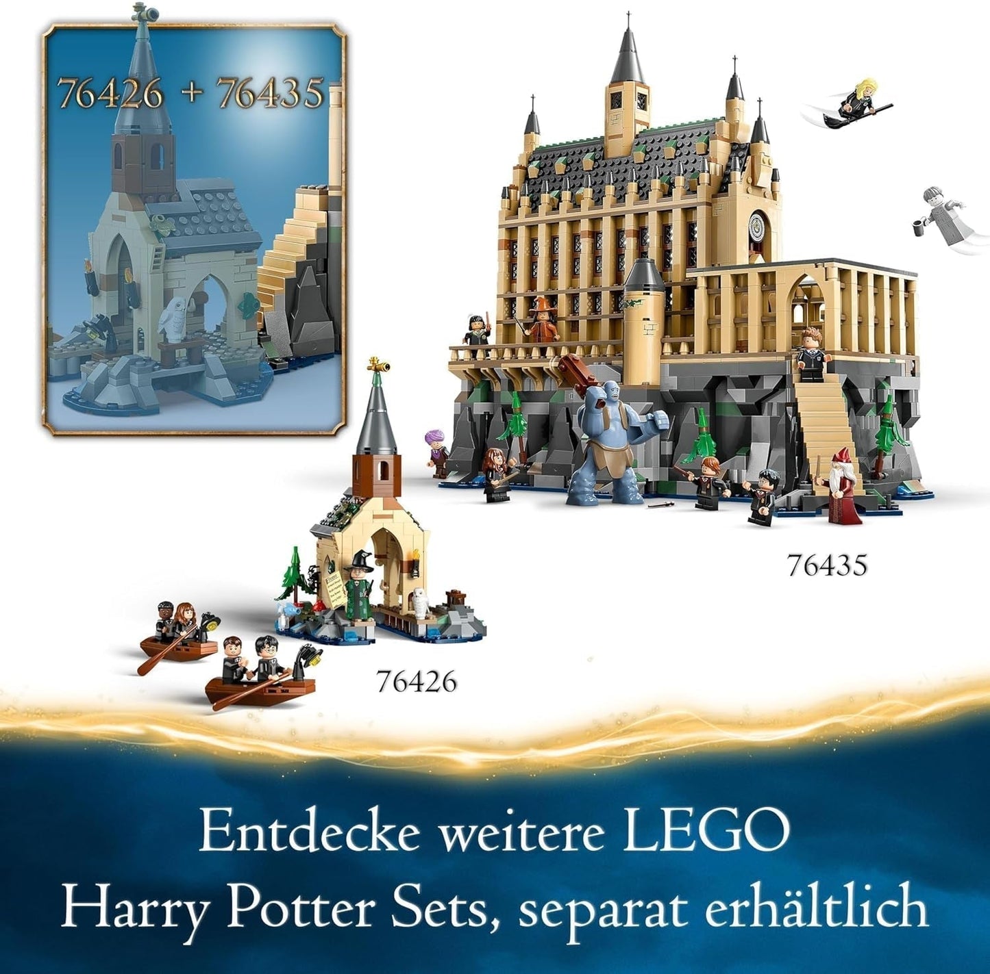 LEGO Harry Potter Zamek Hogwart: Wielka Sala, zabawka kolekcjonerska z 11 minifigurkami, w tym Hermioną Granger, magiczny prezent dla chłopców i dziewcząt 76435 Zestawy do budowania Besuche den LEGO-Store